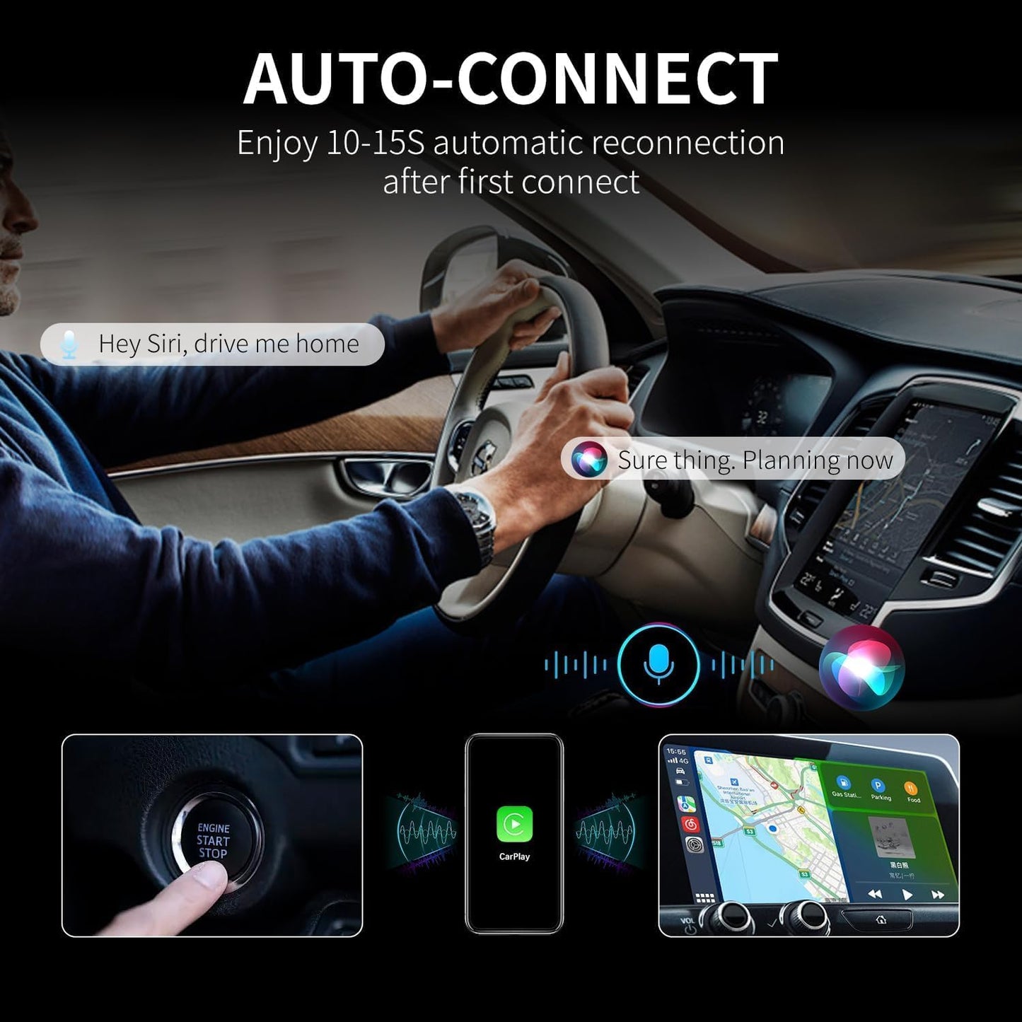 AquaFlameLiving™- Wireless CarPlay Dongle