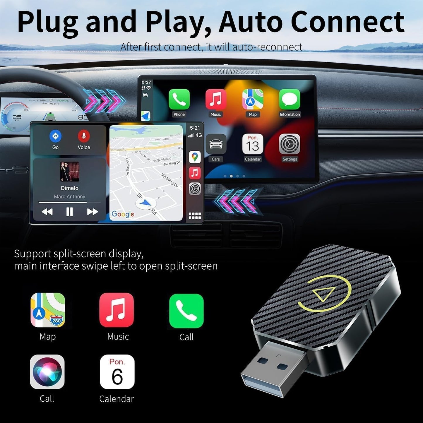 AquaFlameLiving™- Wireless CarPlay Dongle