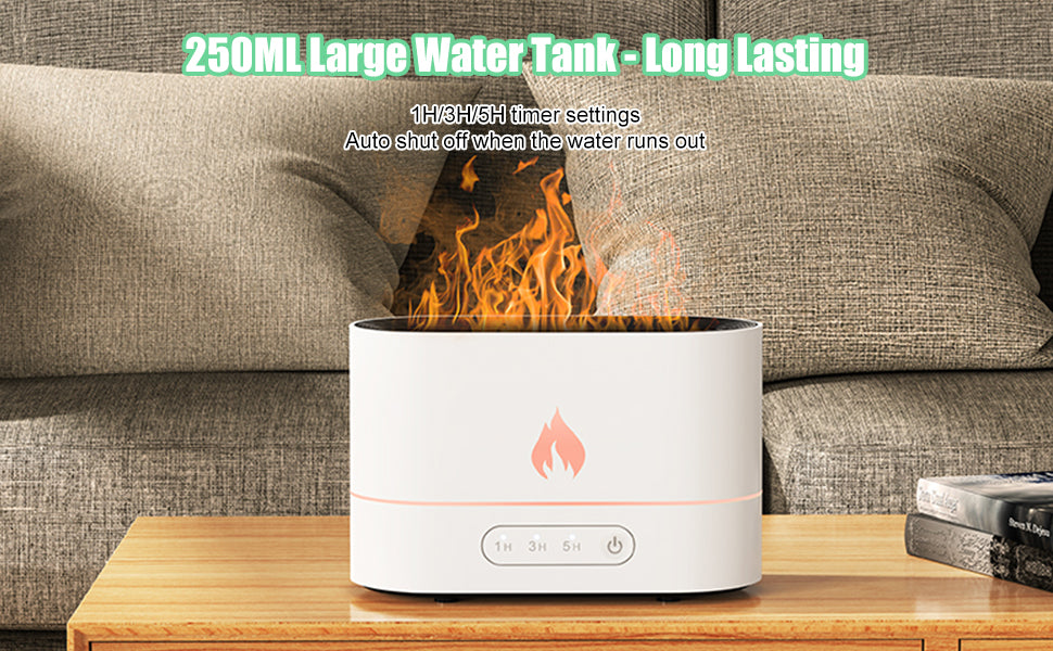AquaFlameLiving™ - USB Air Humidifier Essential Oil Aroma Diffuser 3D Flame Mist Home Decor