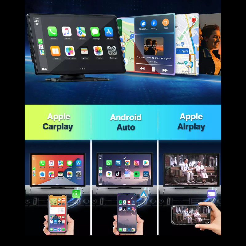 AquaFlameLiving™ - 9" Touch Screen Car Stereo Wireless Apple Car Play Android Auto +Backup Camera