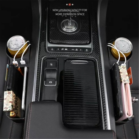 AquaFlameLiving™ - Car Seat Gap Pocket Organizer Filler Dual USB Cup Holder Keys Phone Storage Box
