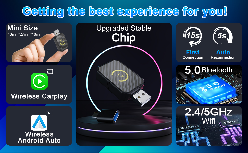 AquaFlameLiving™- Wireless CarPlay Dongle