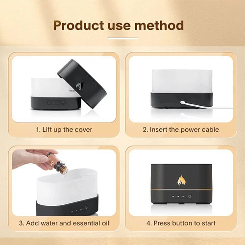AquaFlameLiving™ - USB Air Humidifier Essential Oil Aroma Diffuser 3D Flame Mist Home Decor